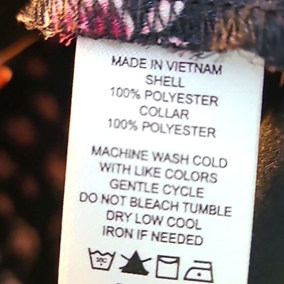 CeCe Black Blouse with Pink Flowers, Black Stand-up Collar, Size XL - Picture 9 of 9